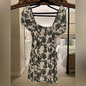 Abercrombie & Fitch White and Muted Green Floral Mini Dress